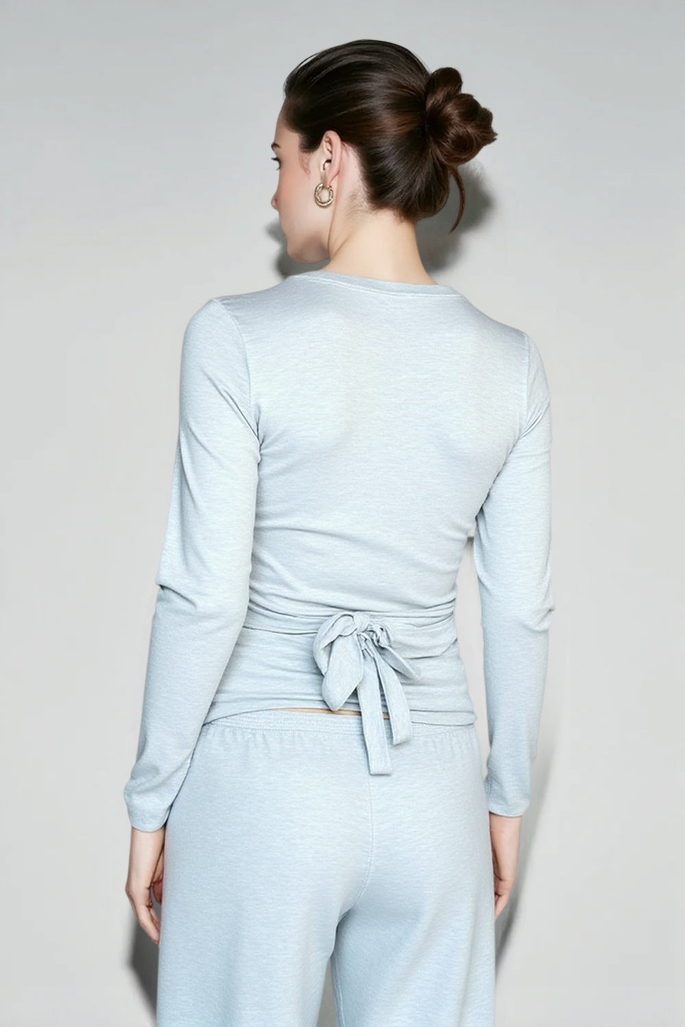 V Neck Tie Waist Two-Piece Set
