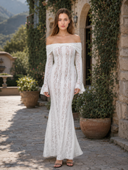 Long Sleeve Lace Strapless Boho Dress