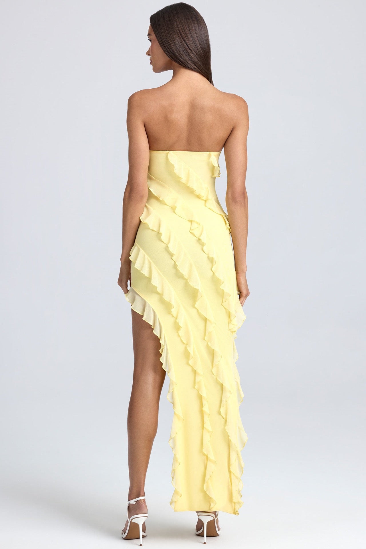 Bandeau Ruffle Detail Maxi Dress