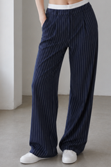 High Waist Patchwork Drapey Straight Leg Pants