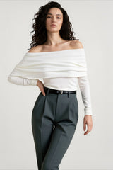 Off Shoulder Slim Knit Sweater