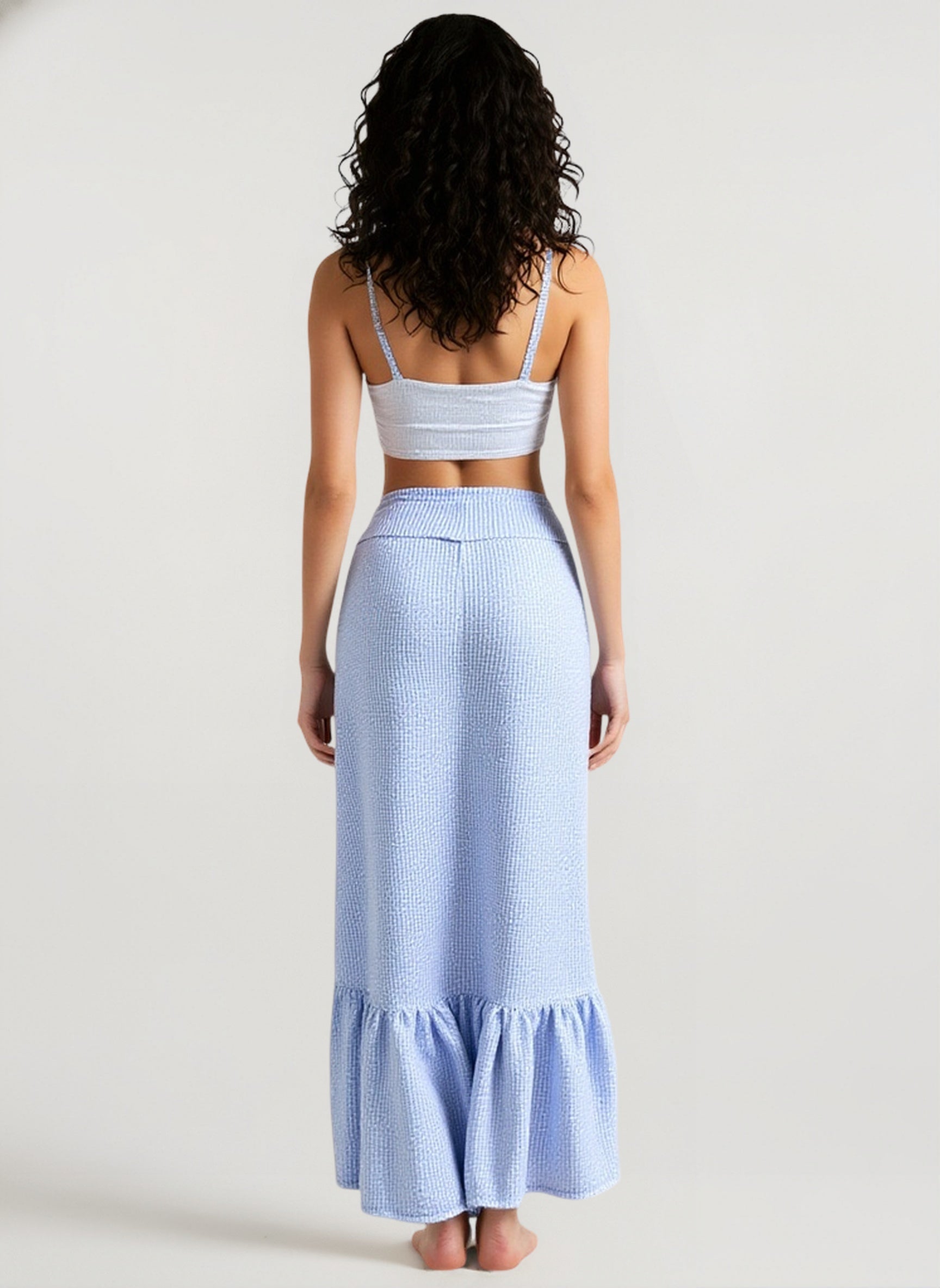 High Waist Stripe Swing Vacation Skirt