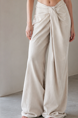 Asymmetrical Twist Solid Wide Leg Pants