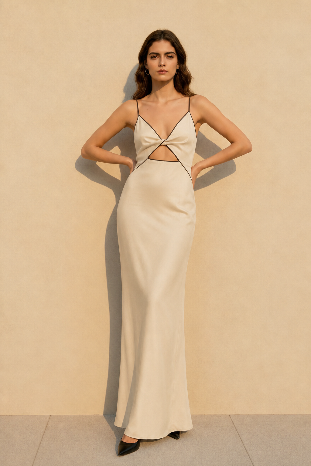 V-Neck Strappy Hollow Slit Sexy Maxi Dress