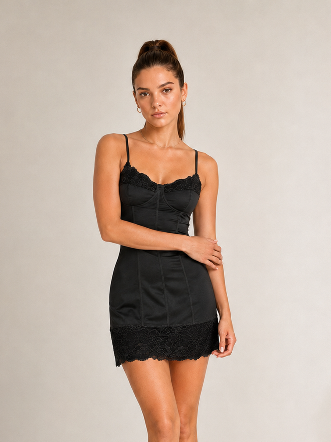 Lace Ruffle Patchwork Sexy Cami Bodycon Mini Dress