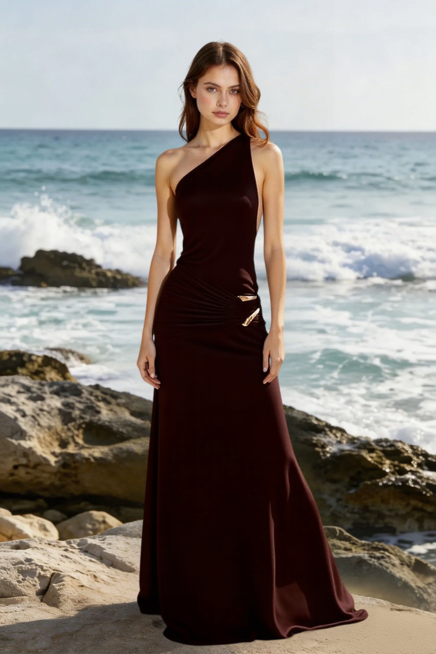 Backless Slit Sheath Prom Dress