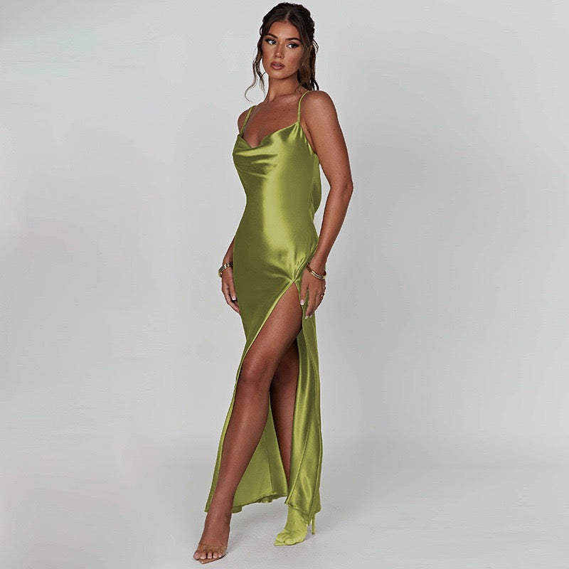 Textured Jersey Open Back Maxi Dress