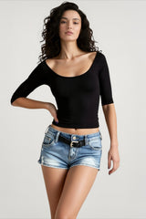 Low Cut U Neck Solid Color Slim Cami Top
