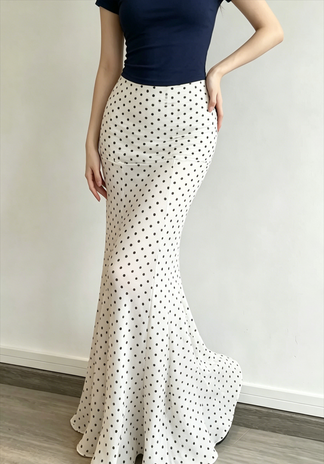 Ruffled Polka Dot Mermaid Skirt