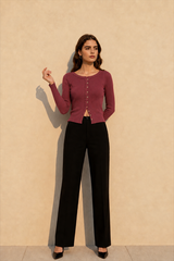 Slim Long Sleeve Ribbed Cardigan