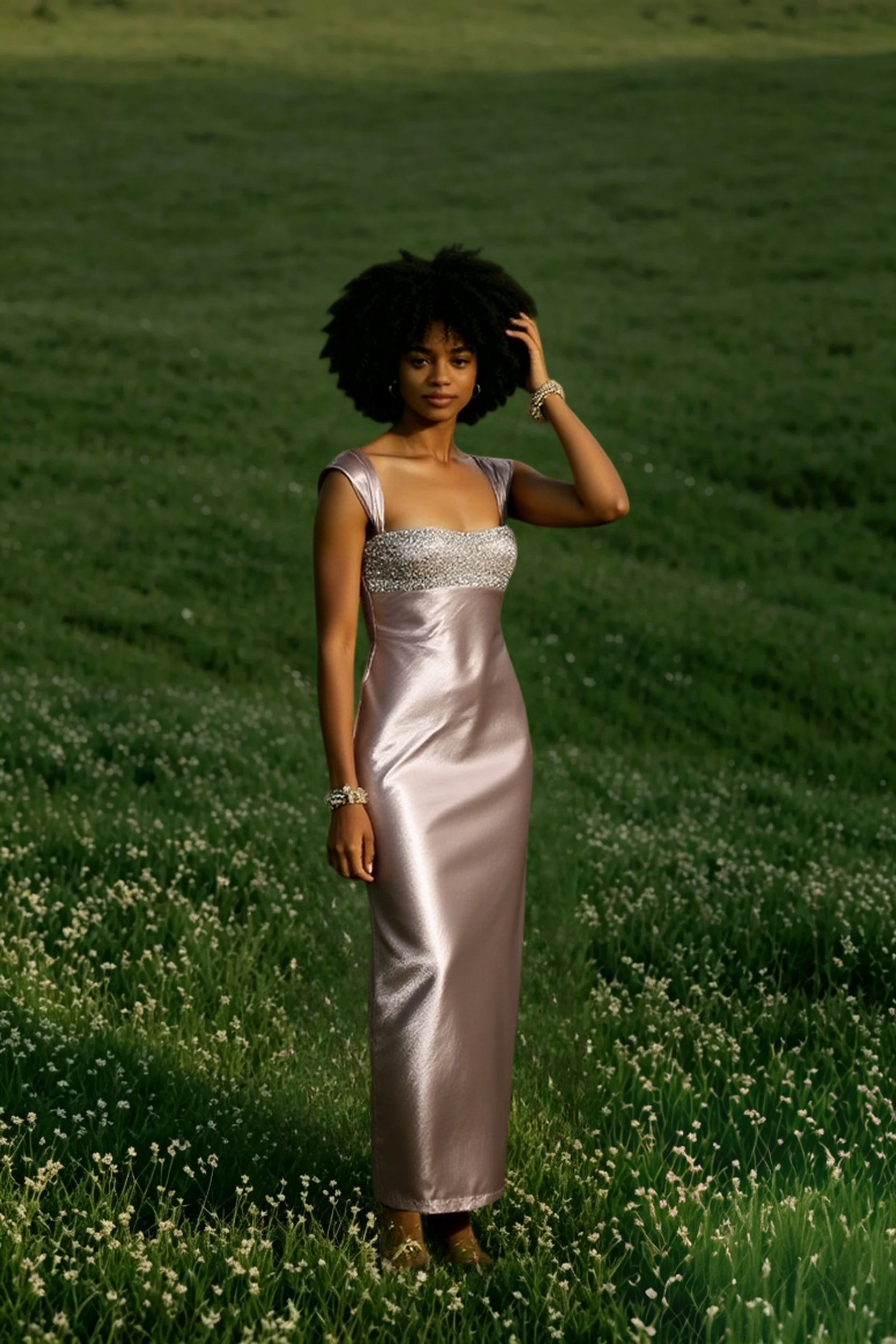 Patchwork Rhinestone Ruched Elegant Maxi Dress
