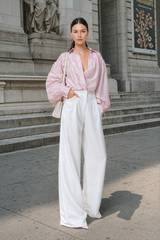 Vintage Satin Lantern Sleeve Blouse
