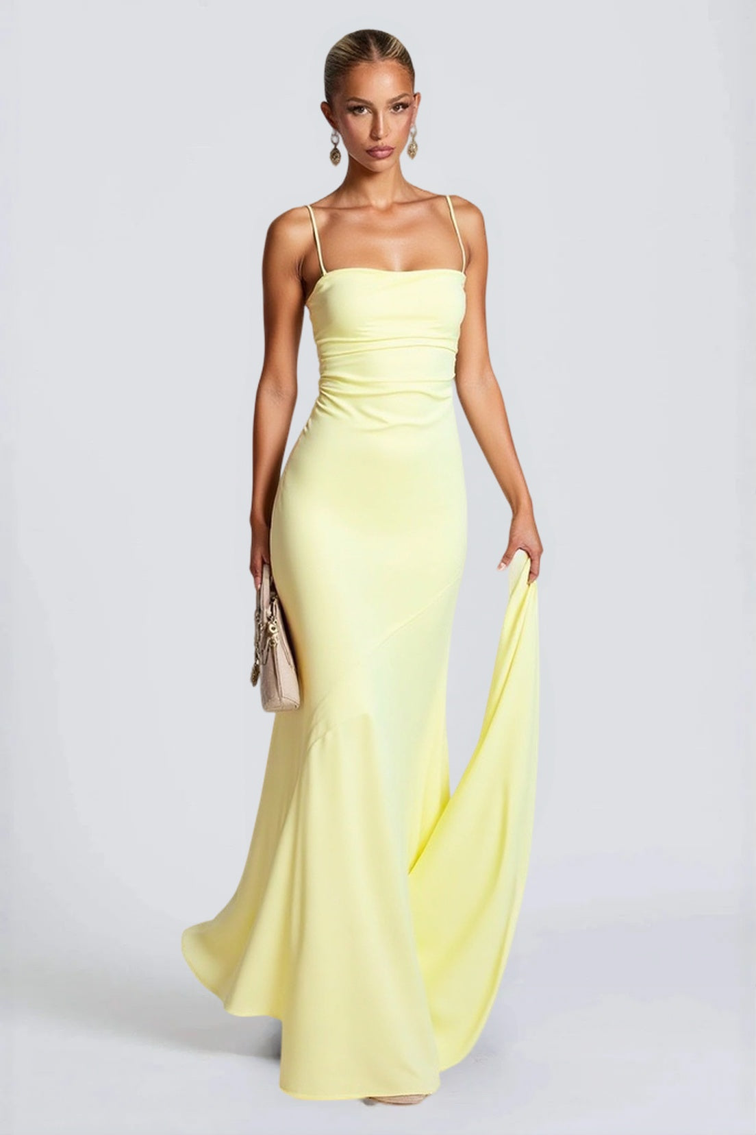 Belted Backless  Maxi Silk Dress
