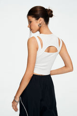 2 in 1 Cut Out Sleeveless Ribbed Tank Top