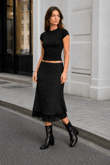 Polka Dot A-Line Mesh Midi Skirt