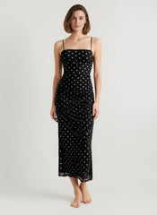 Polka Dot Cami Bodycon Maxi Dress