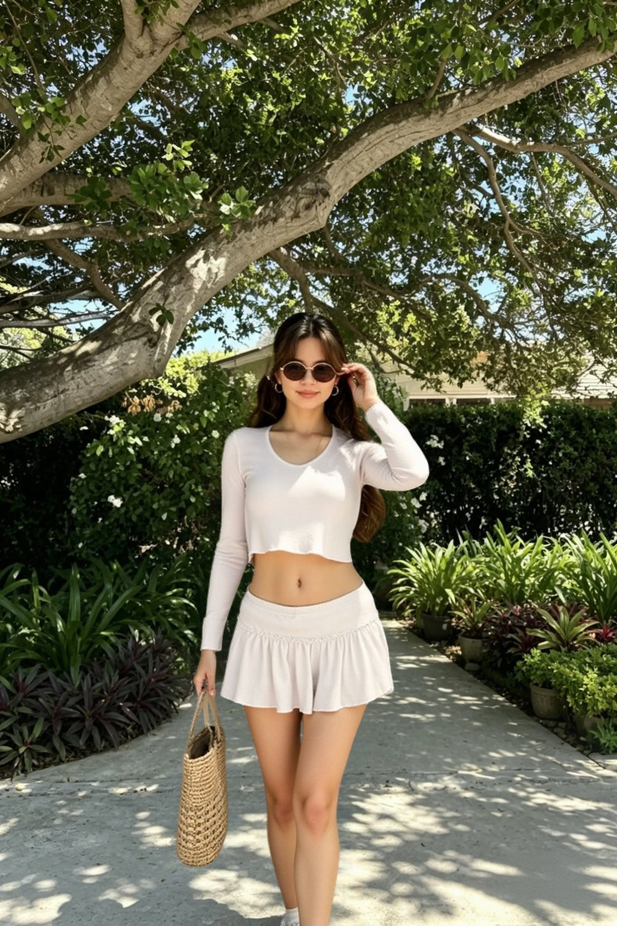 Smocked Ruffle Low Rise A Line Mini Skirt