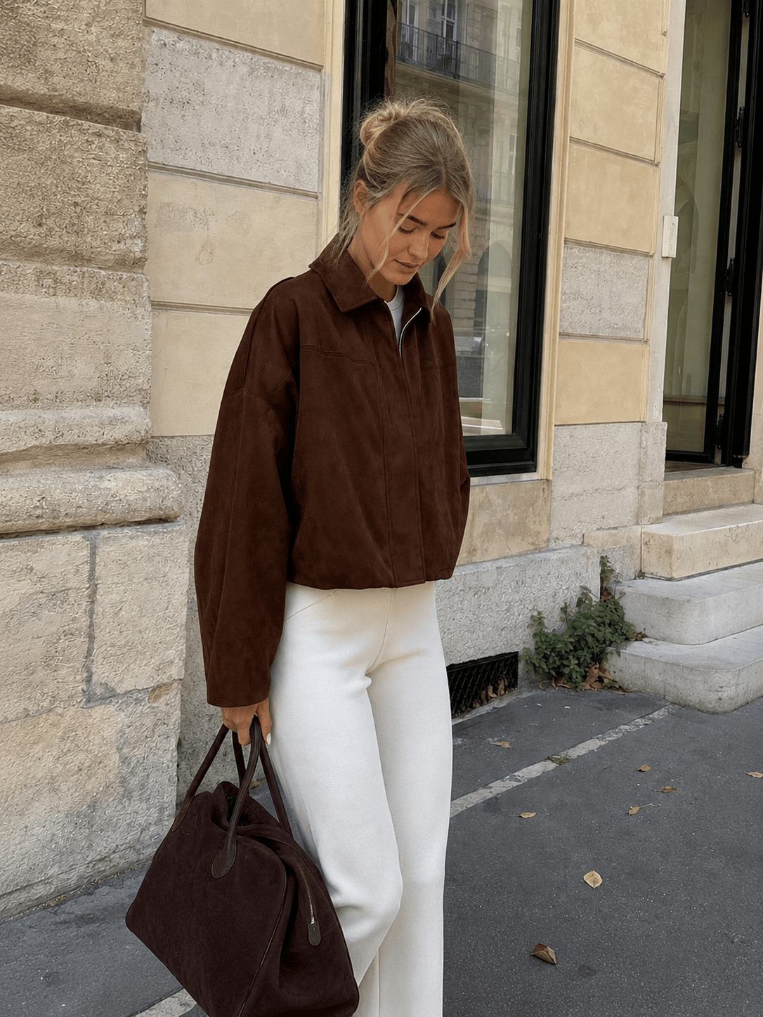 Short Suede Blazer Jacket