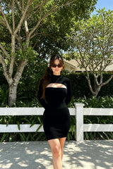 Elegant White Hollow Knitted Bodycon Short Dress Cut Out Dresses