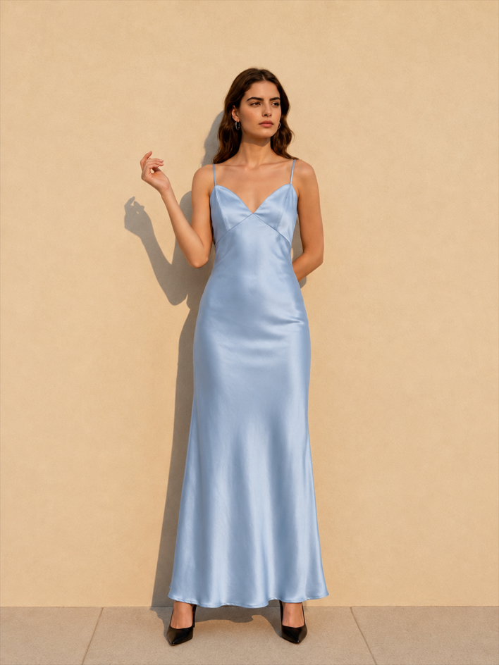Satin Backless Tie Party Dress