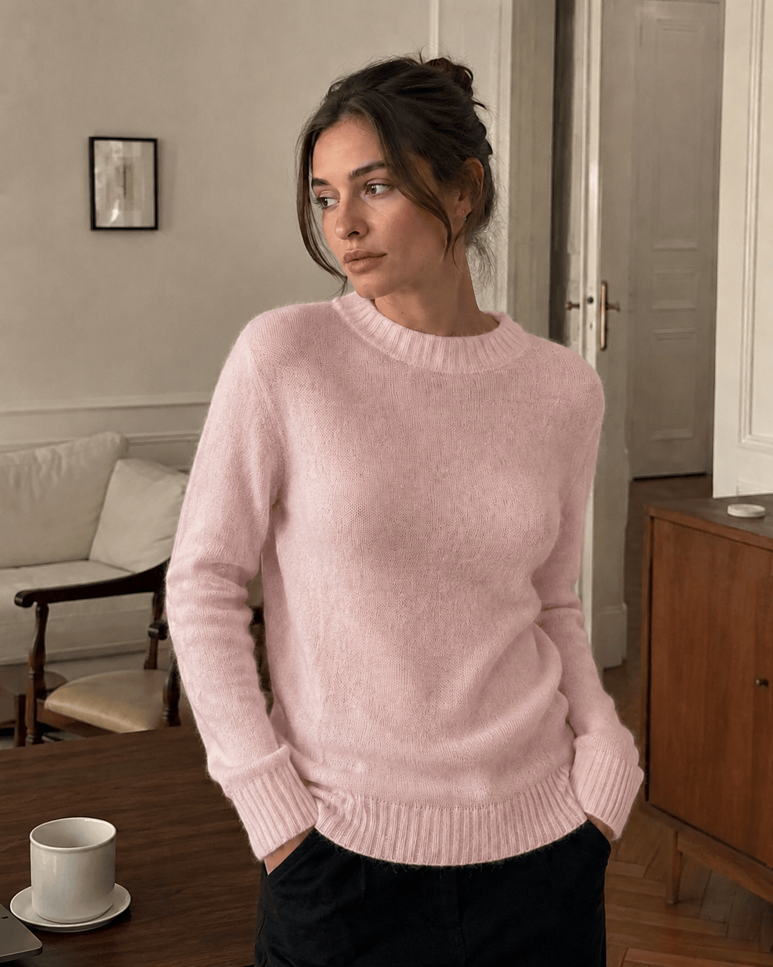 Mohair Round Neck Knit Top