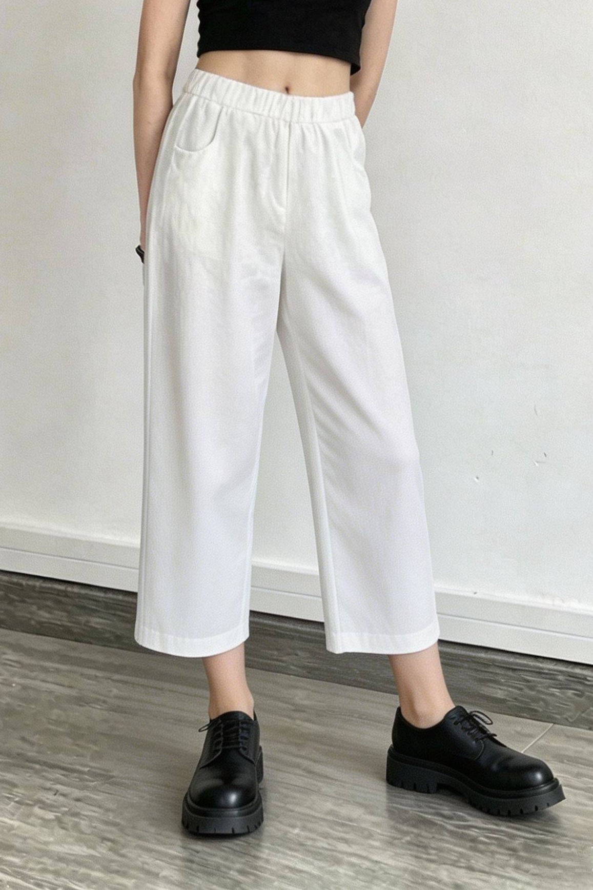 Linen Relaxed Cropped Pants