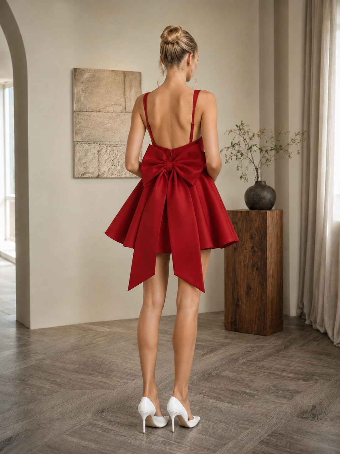 Detachable Bow Corset Mini Party Dress