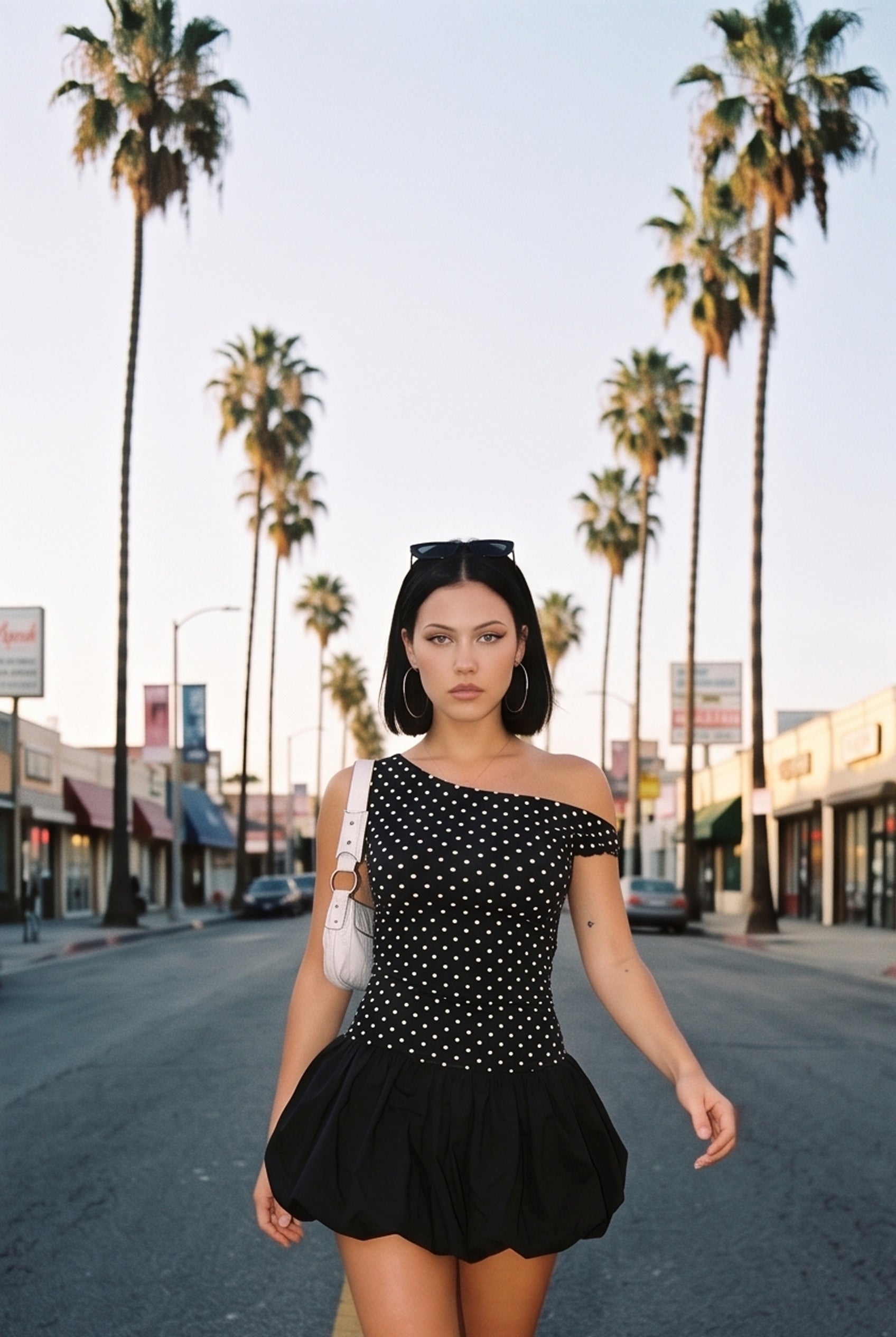 Sexy Polka Dot Cami Tulip Hem Mini Dress