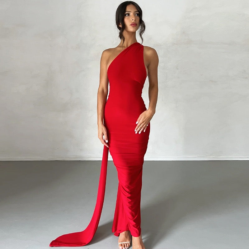 Premium Jersey Cowl Neck Backless Maxi Dress