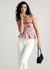 Pure Desire Floral Print Ruffled Cami Top