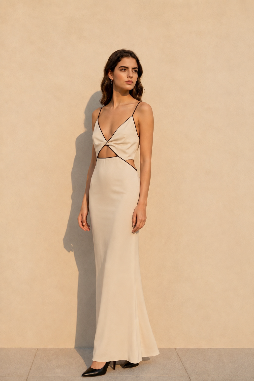 V-Neck Strappy Hollow Slit Sexy Maxi Dress