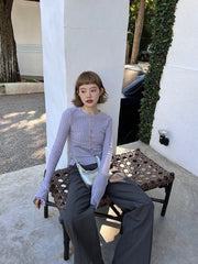 Hollow Knit Long Sleeve Sweater