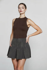Casual Pleated Graceful Hem Mini Skort