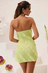 Bandeau Ruffle Detail Mini Dress