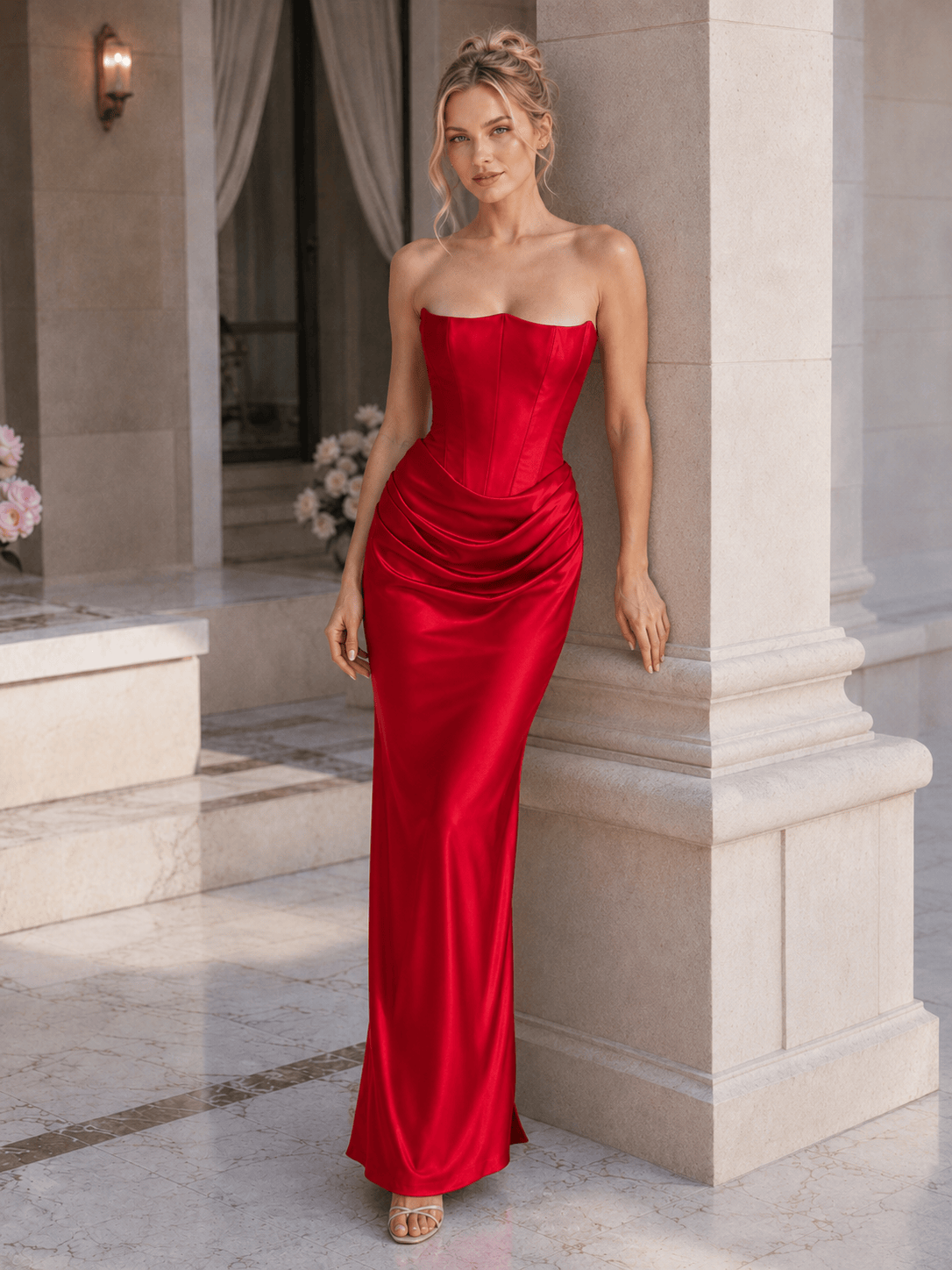 Strapless Boned Corset Bodycon Maxi Dress