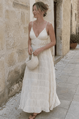 Spaghetti Strap Deep V Boho Dress