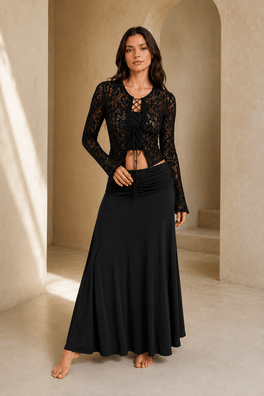 Y2K Retro Lace Up Sexy Lace Blouse