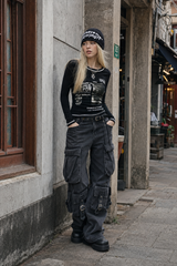 Denim Multi-Pocket Street Loose Cargo Pants