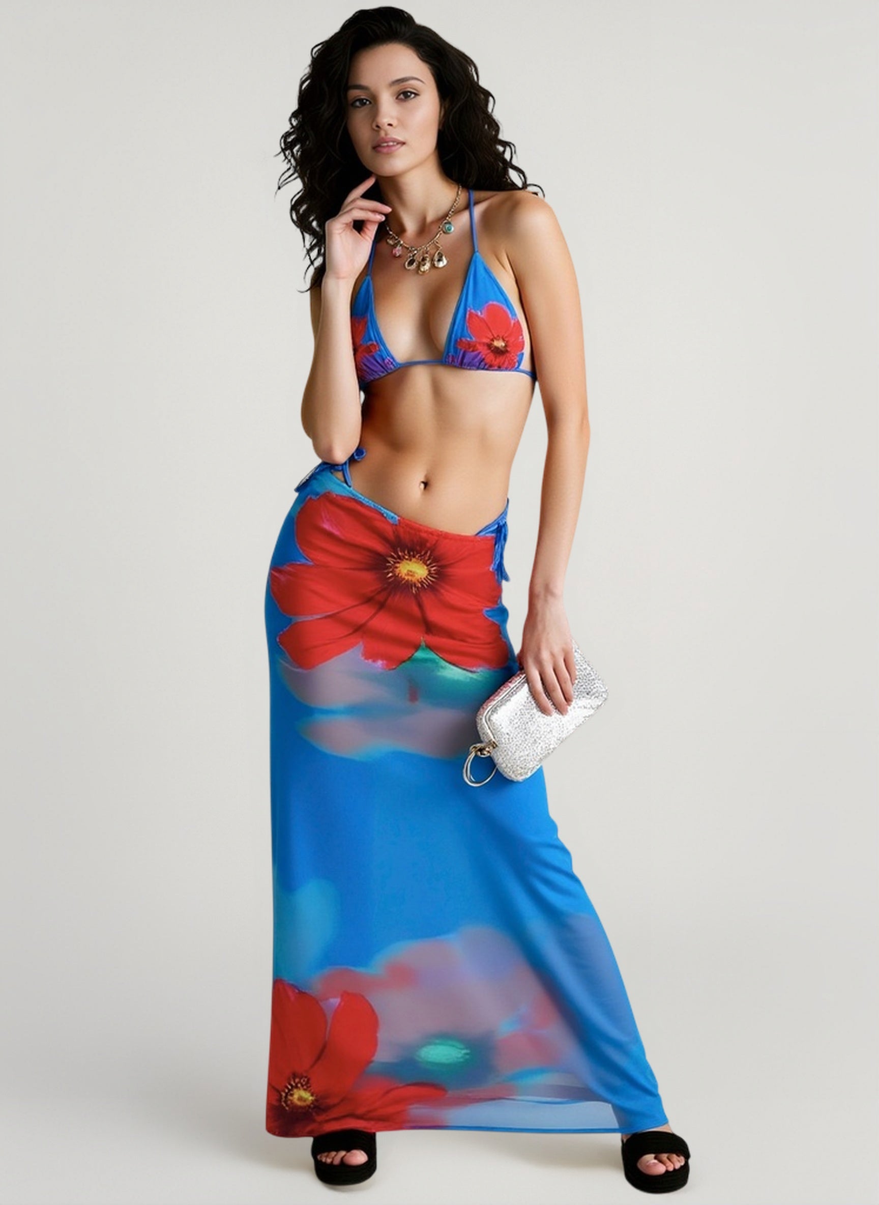 Boho Print Tie Waist Vacation Skirt