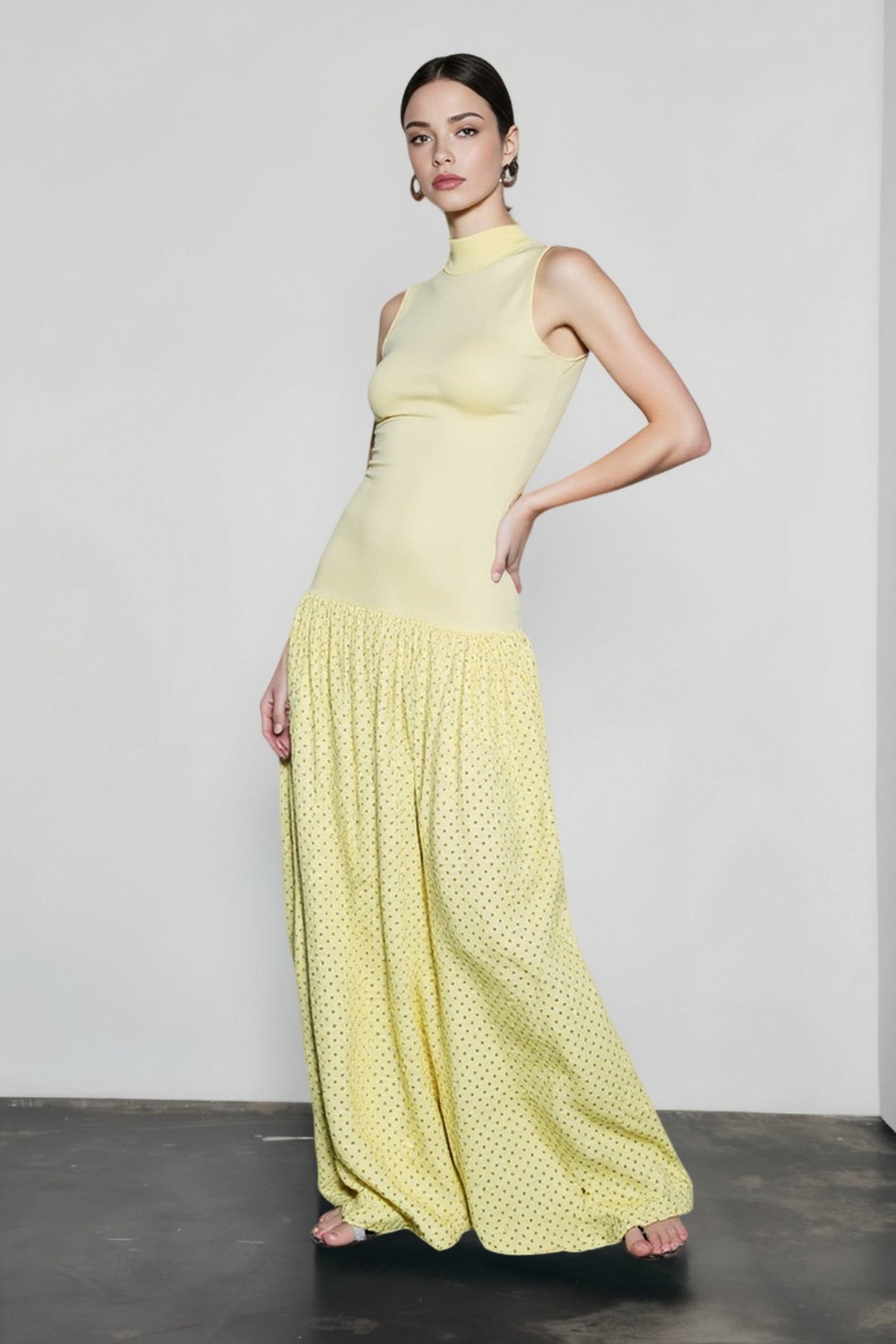 Polka Dot Patchwork Maxi Dress