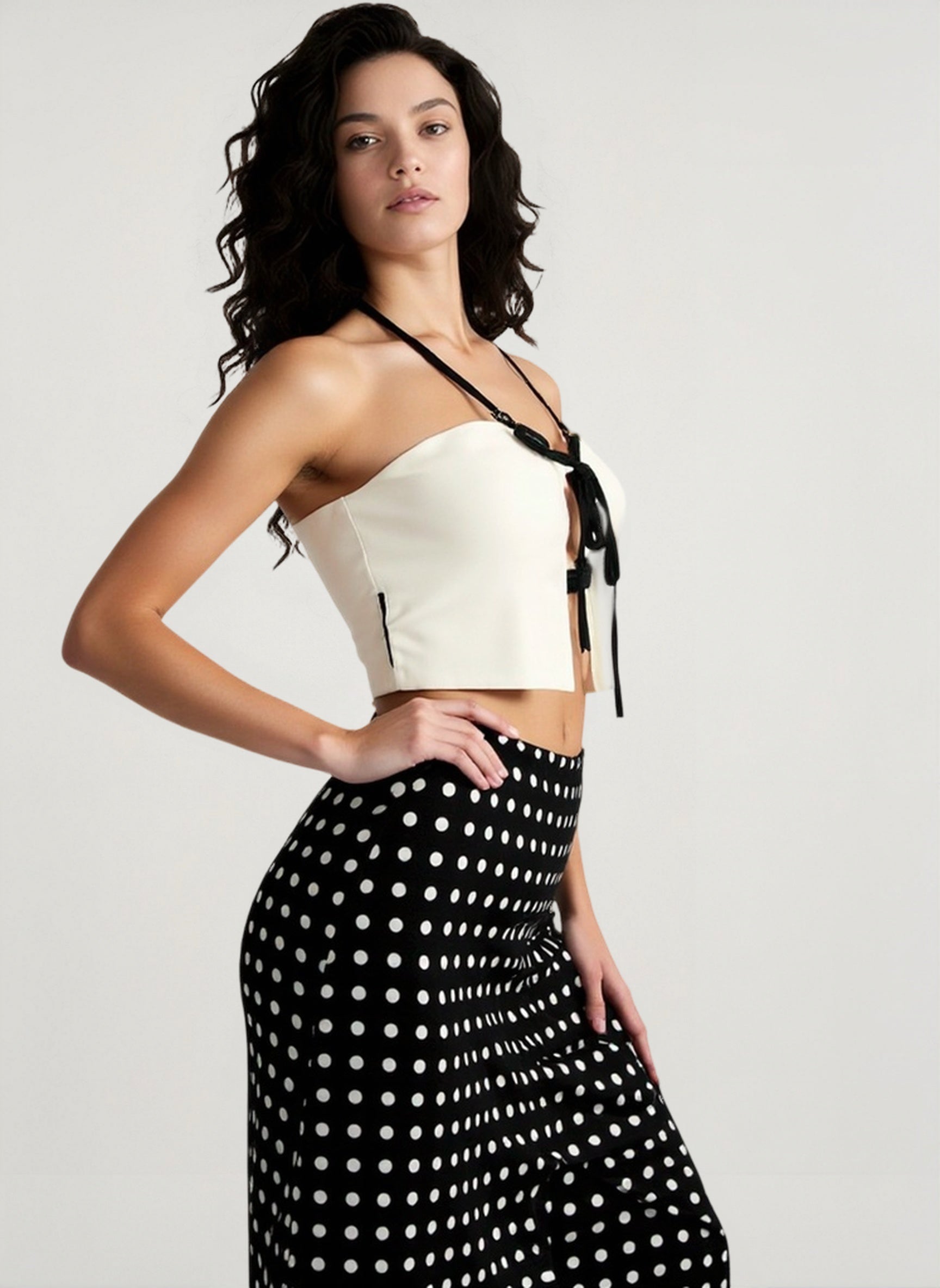 Slim Fit Polka Dot Midi Skirt