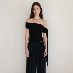 Asymmetrical Draped Sleeve Top