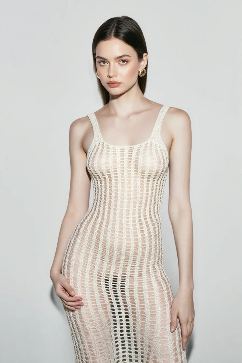 Knit Open Back Maxi Cover Up Vacation Dress