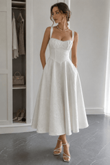 Jacquard Spaghetti Strap Cocktail Dress