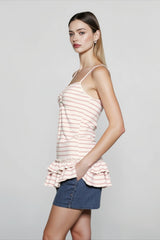 Striped Ruffle Hem Cami Top