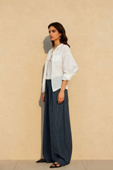 Striped High Waisted Wide Leg Straight Pants