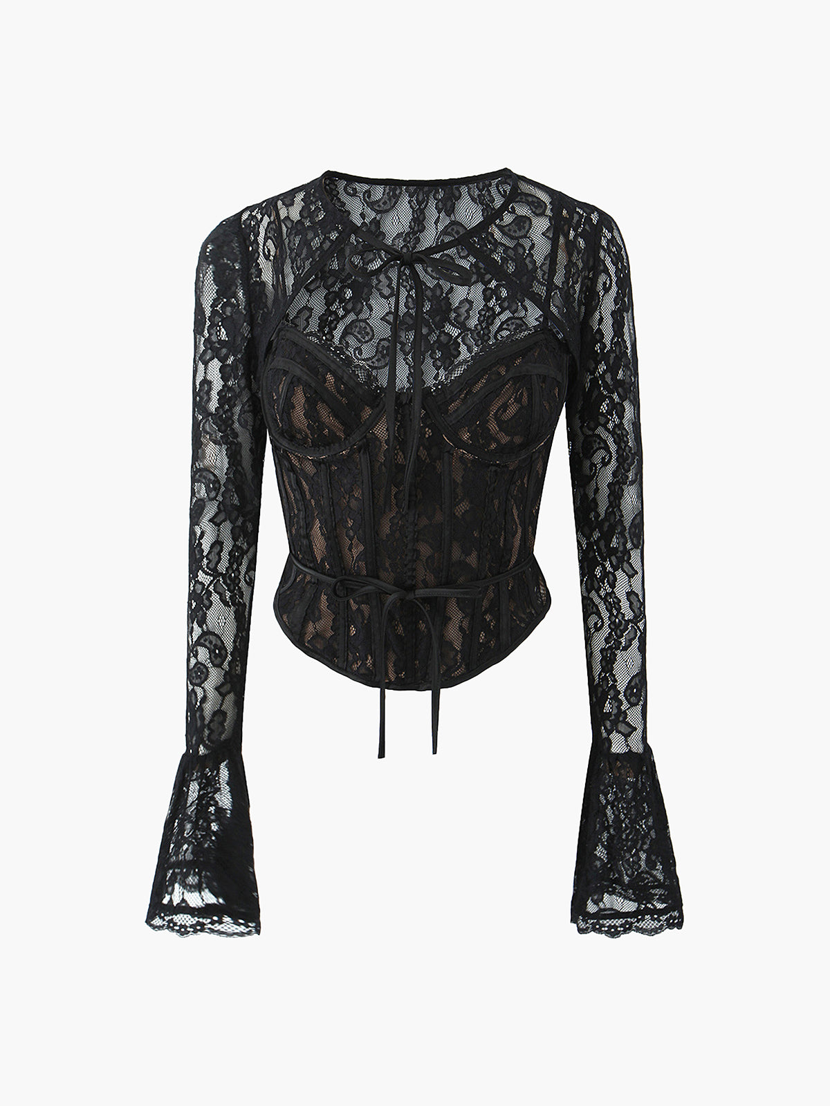 Sweetheart Neck Lace Tie Top