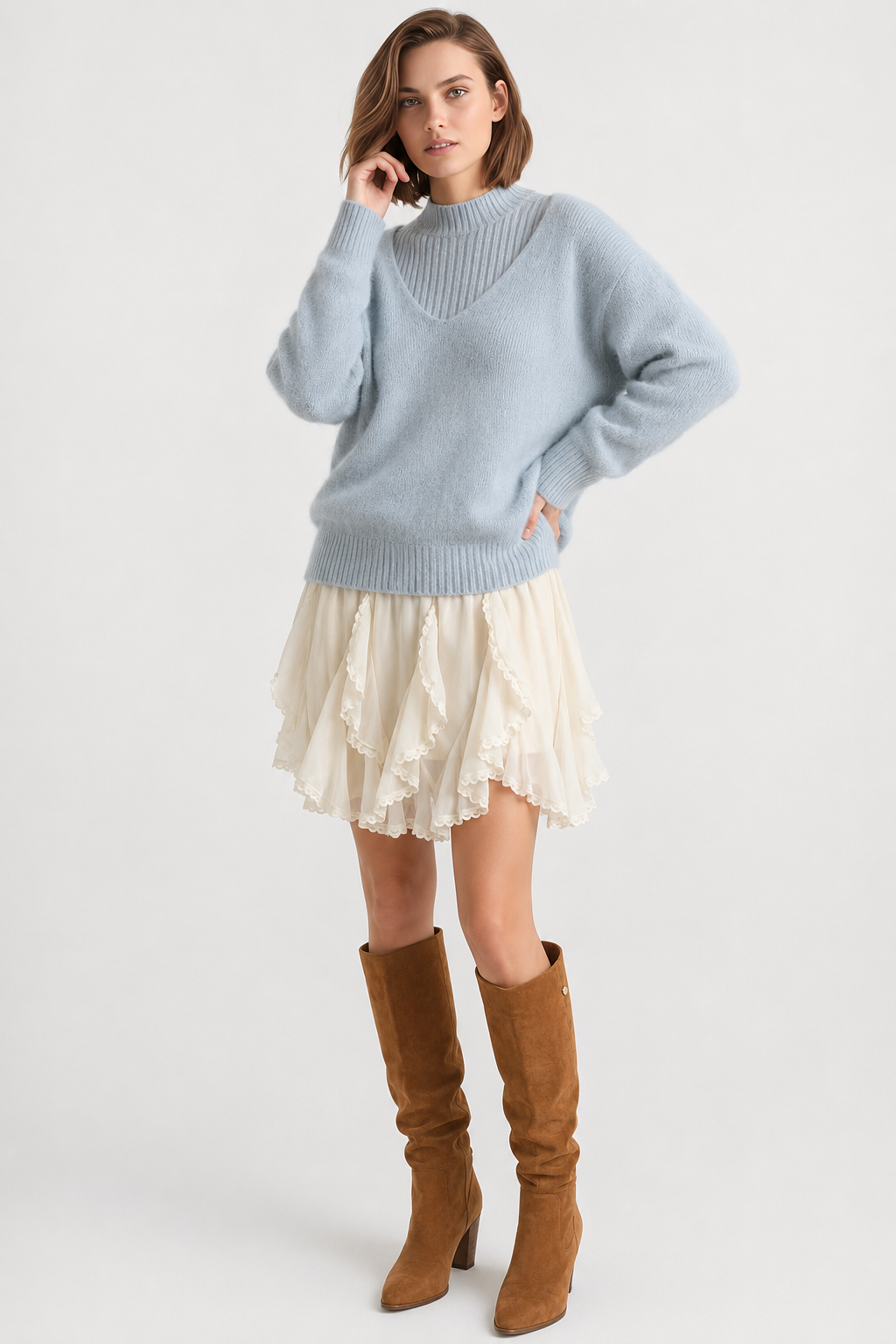 Romantic Ruffled Asymmetrical Chiffon Mini Skirt