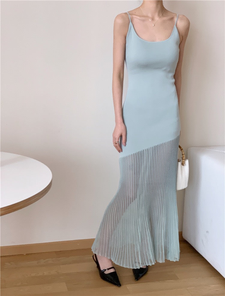 Patchwork Cami Long Sweater Dress