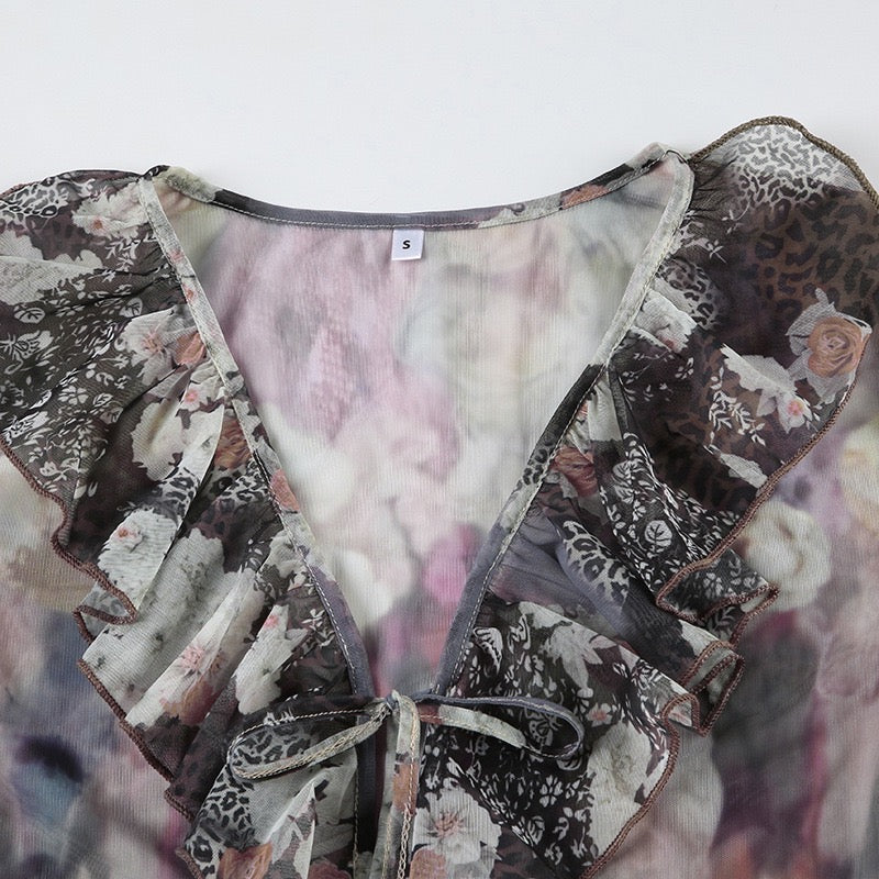 Ruffled Bell Sleeve Blouse